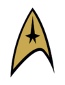 The Enterprise breast 
   insignia with command division device