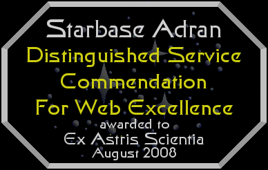 Starbase Adran Commendation for Web Excellence